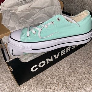 Brand New Mint Green Platform Converse Low